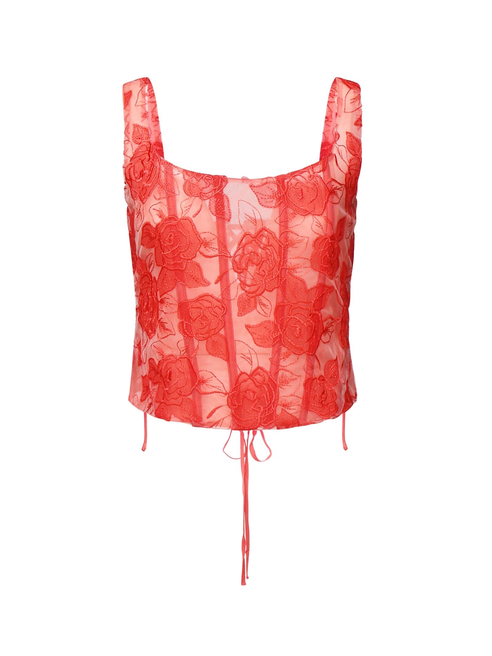 For Love & Lemons Corset Top With Embroidered Roses