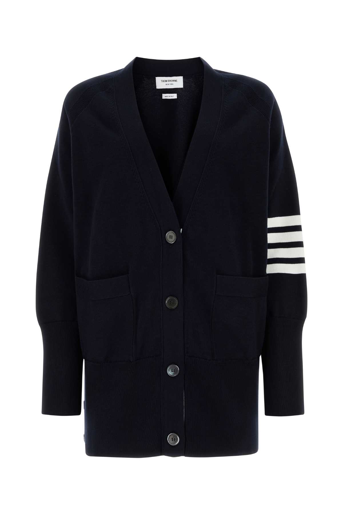 Thom Browne Dark Blue Cotton Oversize Cardigan