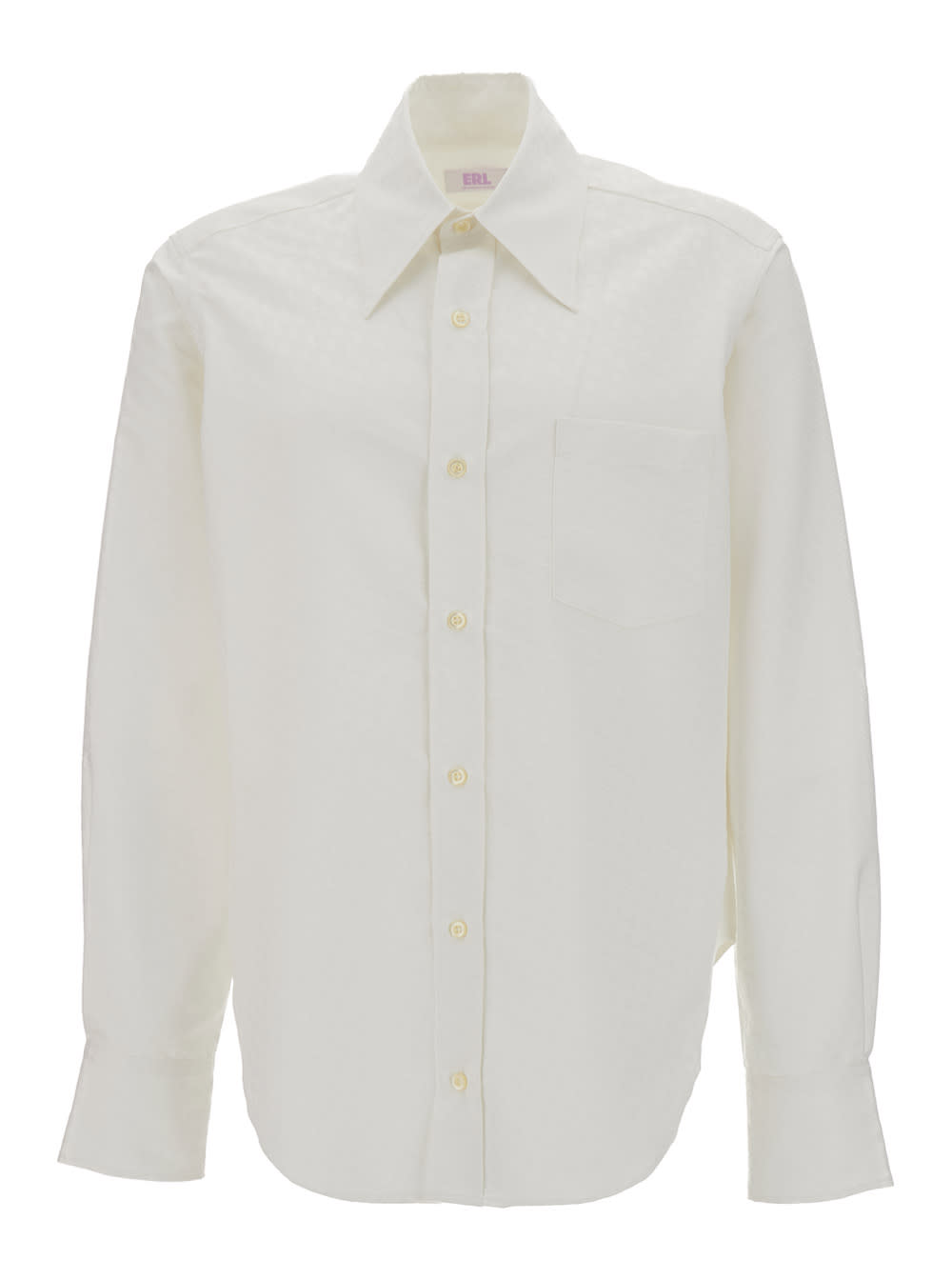 ERL White Buttoned Up Oversize Shirt In Polyester Unisex