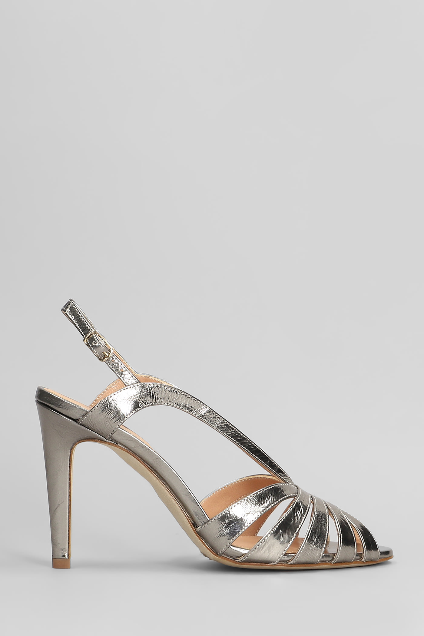 The Seller Sandals In Gunmetal Leather