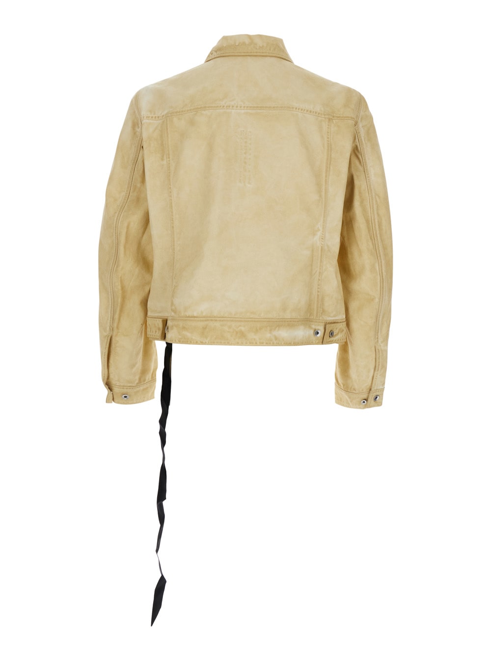 DRKSHDW trucker Beige Jacket With Classic Collar And Drawstring Detail On The Waist In Cotton Man