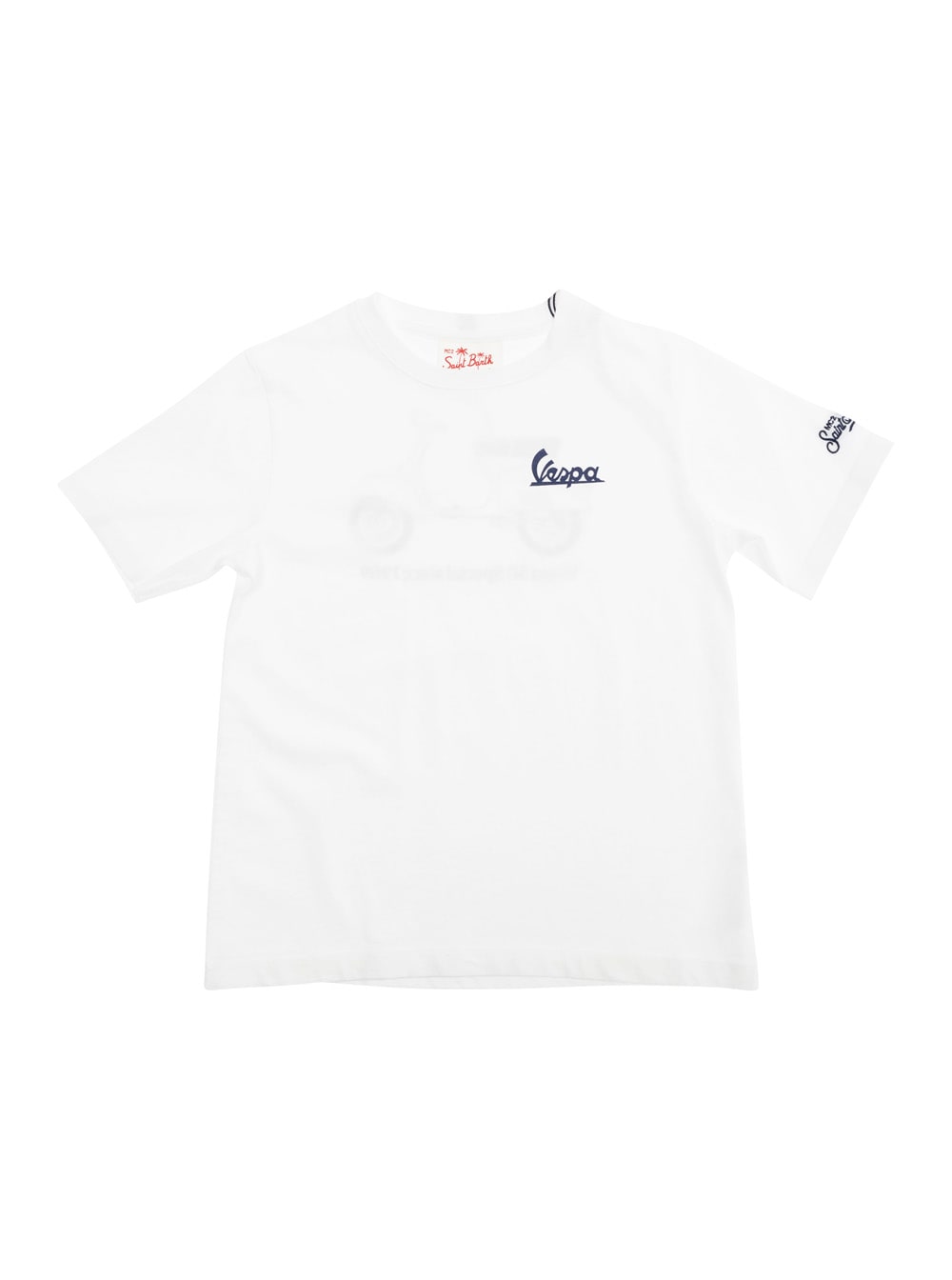MC2 Saint Barth White Crewneck T-shirt With Logo Lettering On Front And Sleeve And Maxi Print On The Rear In Cotton Boy