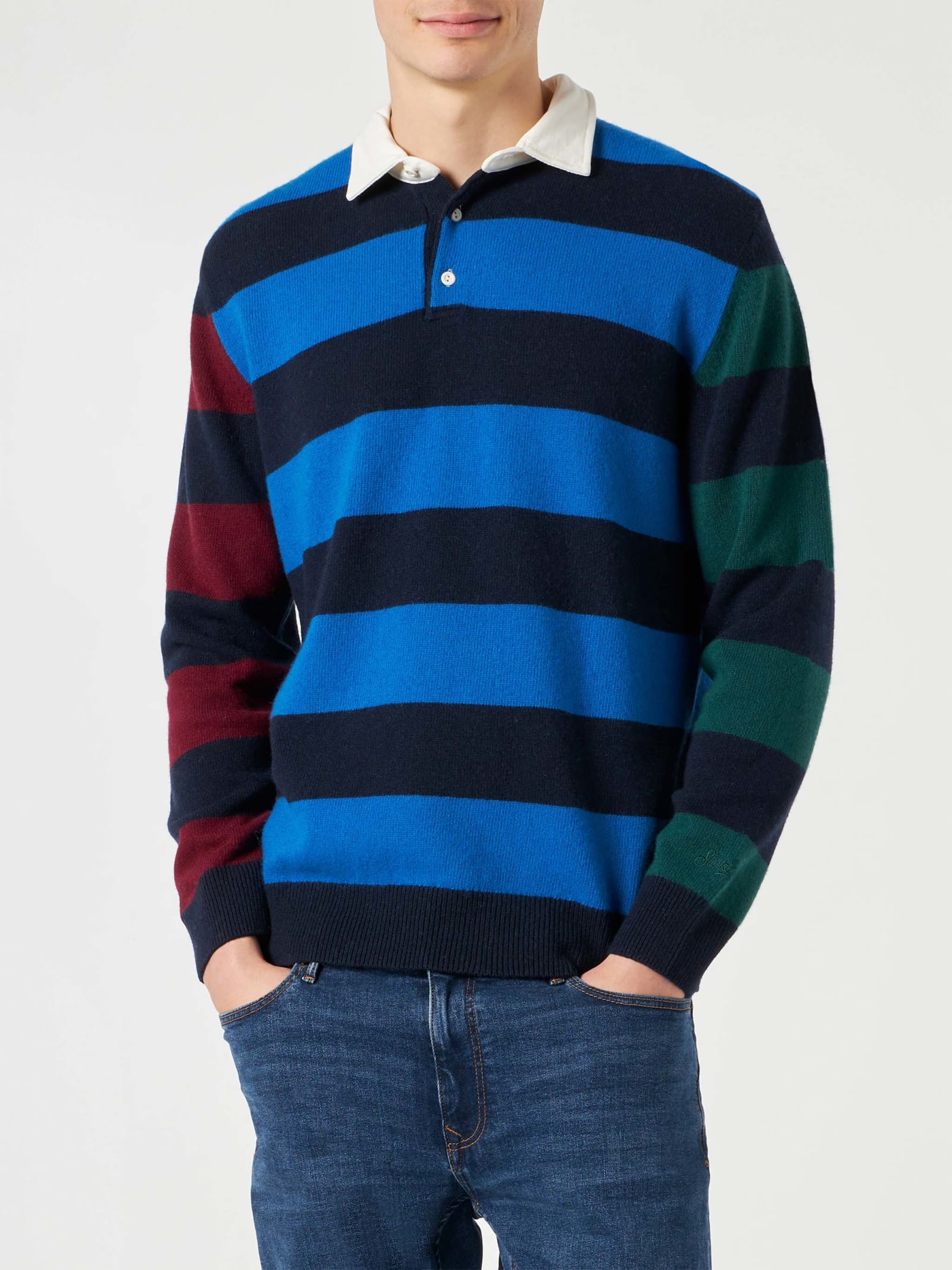 MC2 Saint Barth Striped Knitted Polo