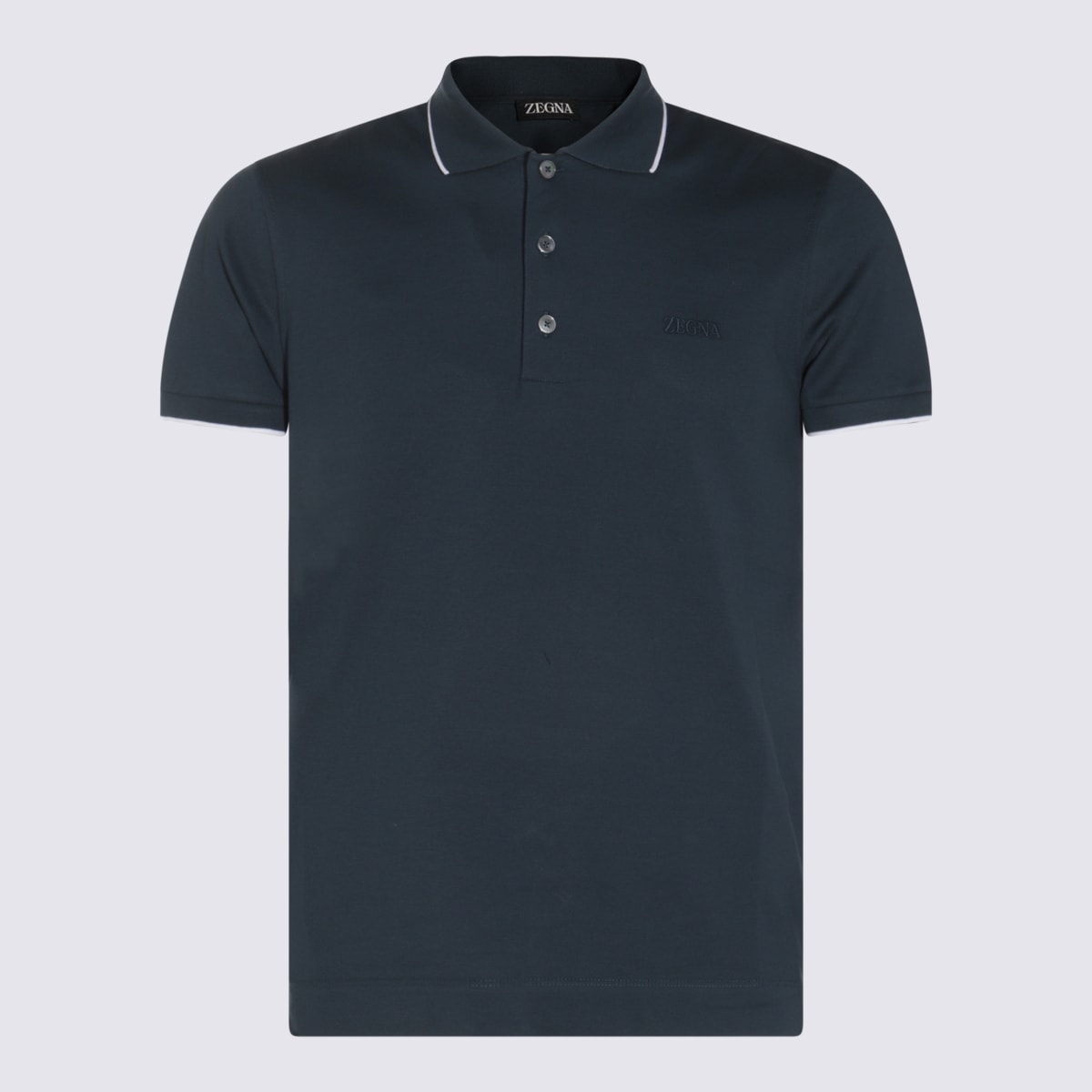 Zegna Dark Blue Cotton Polo Shirt