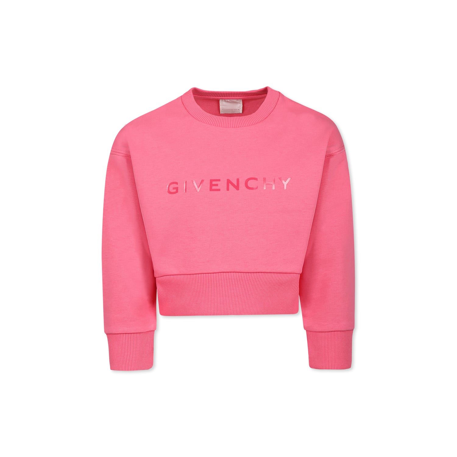 Givenchy Pink Crop Sweatshirt For Girl With Logo