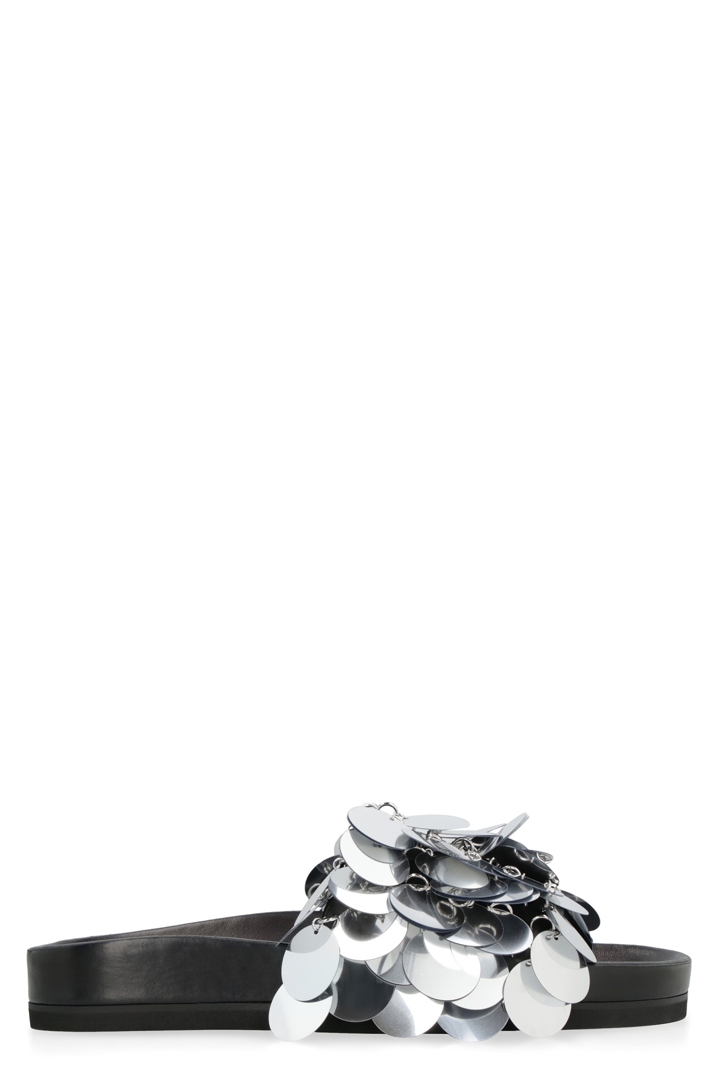 Paco Rabanne Sparkle Leather Slides With Decorative Appliqué