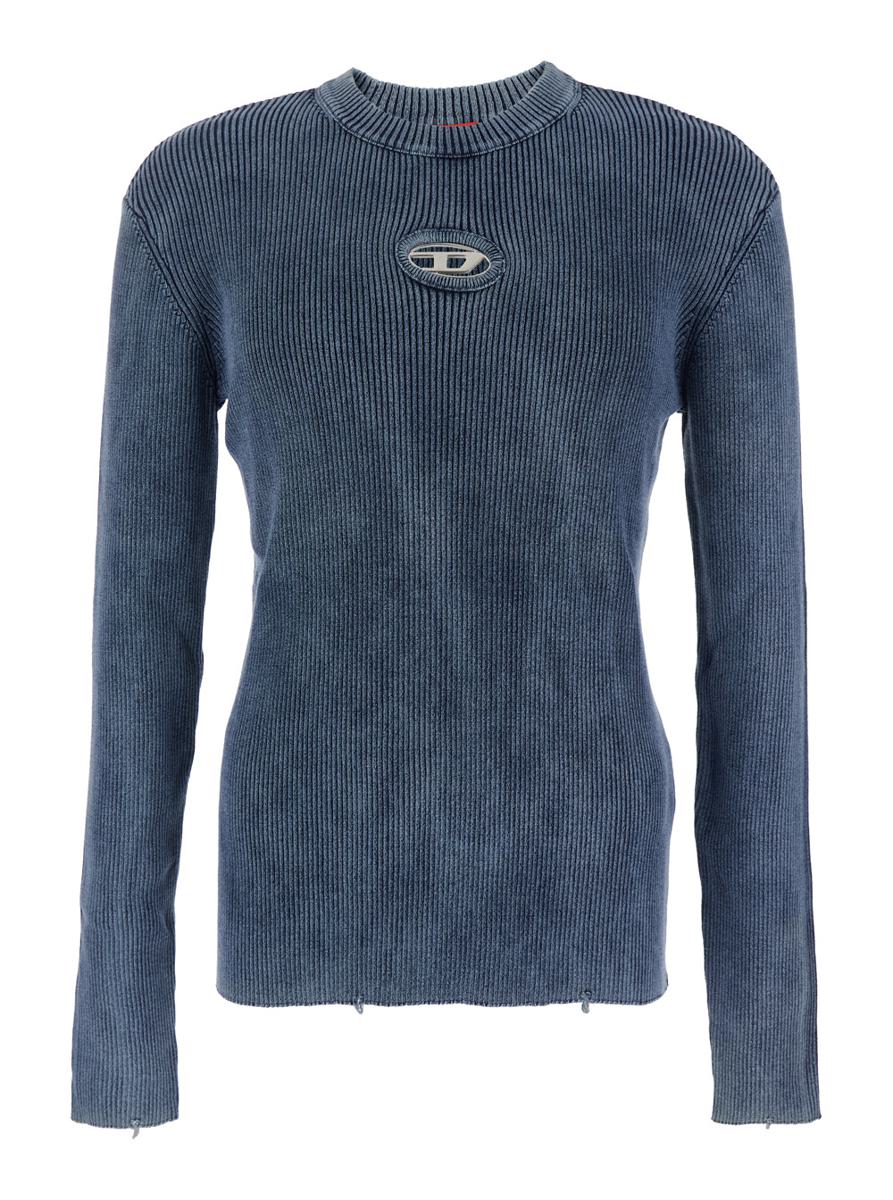 'Darin' Blue Crewneck T-Shirt With Oval D Logo Cut-Out On The Front In Cotton Man