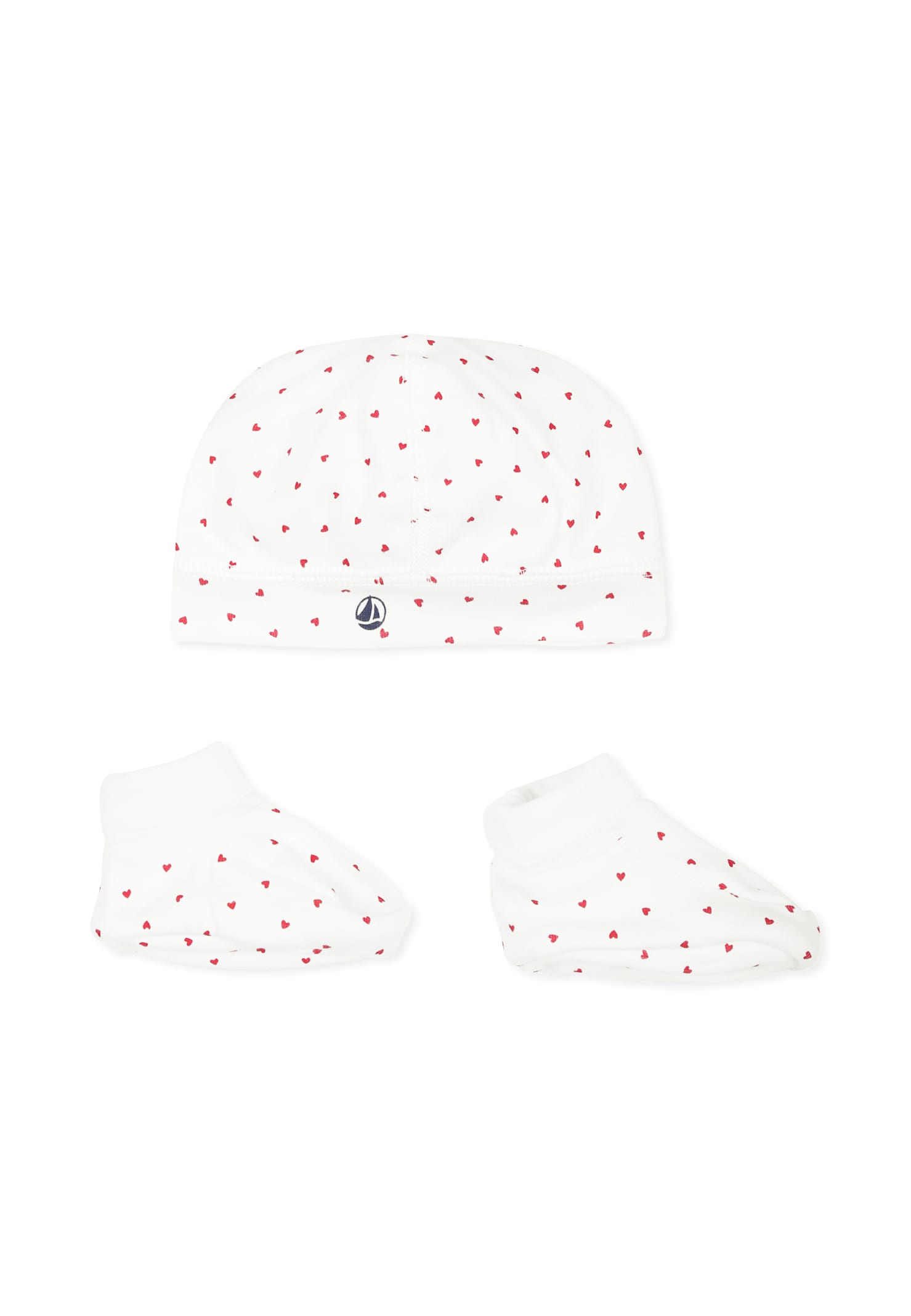 Petit Bateau White Accessory Set For Babykids With Hearts