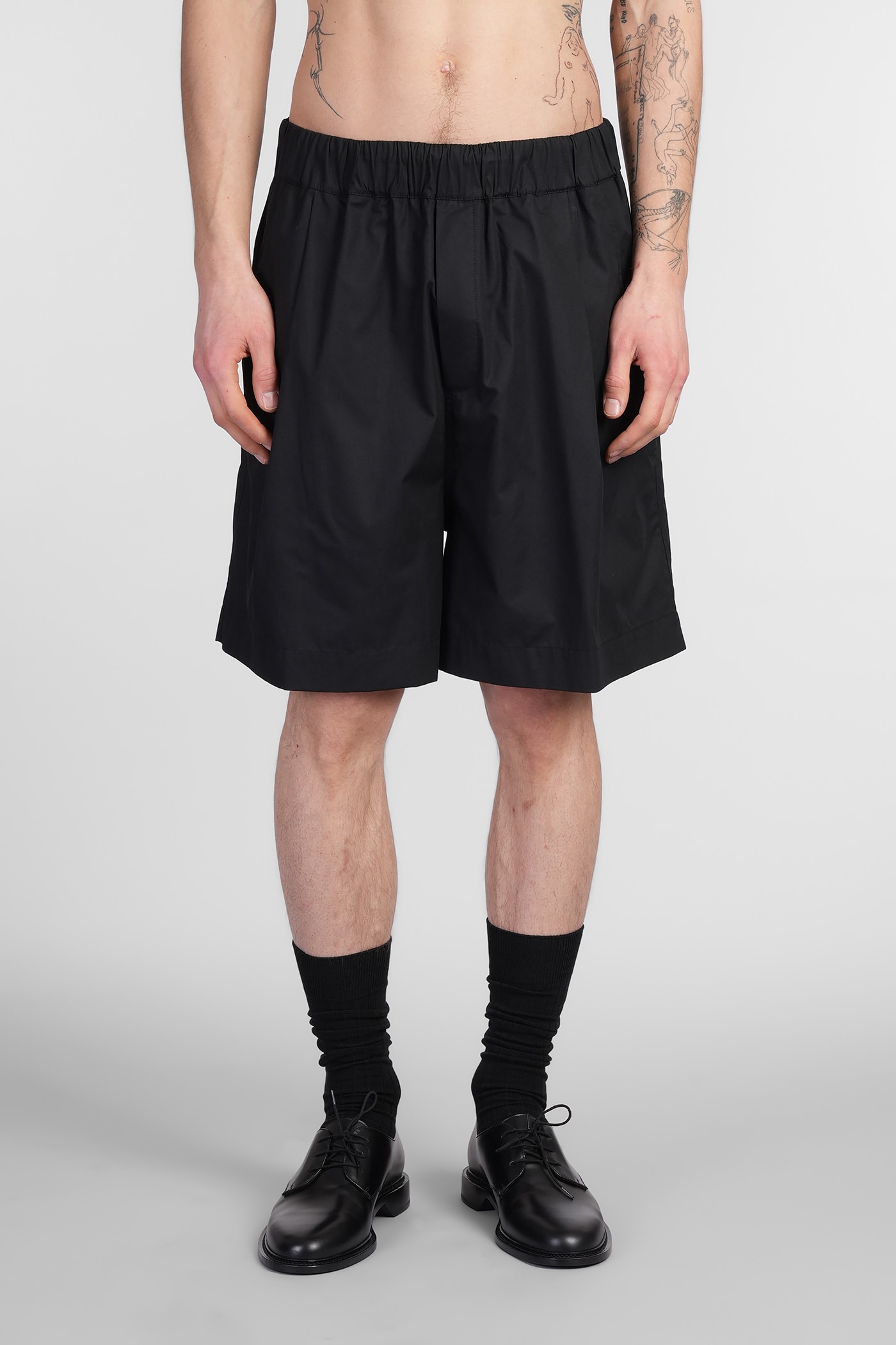 Laneus Shorts In Black Cotton