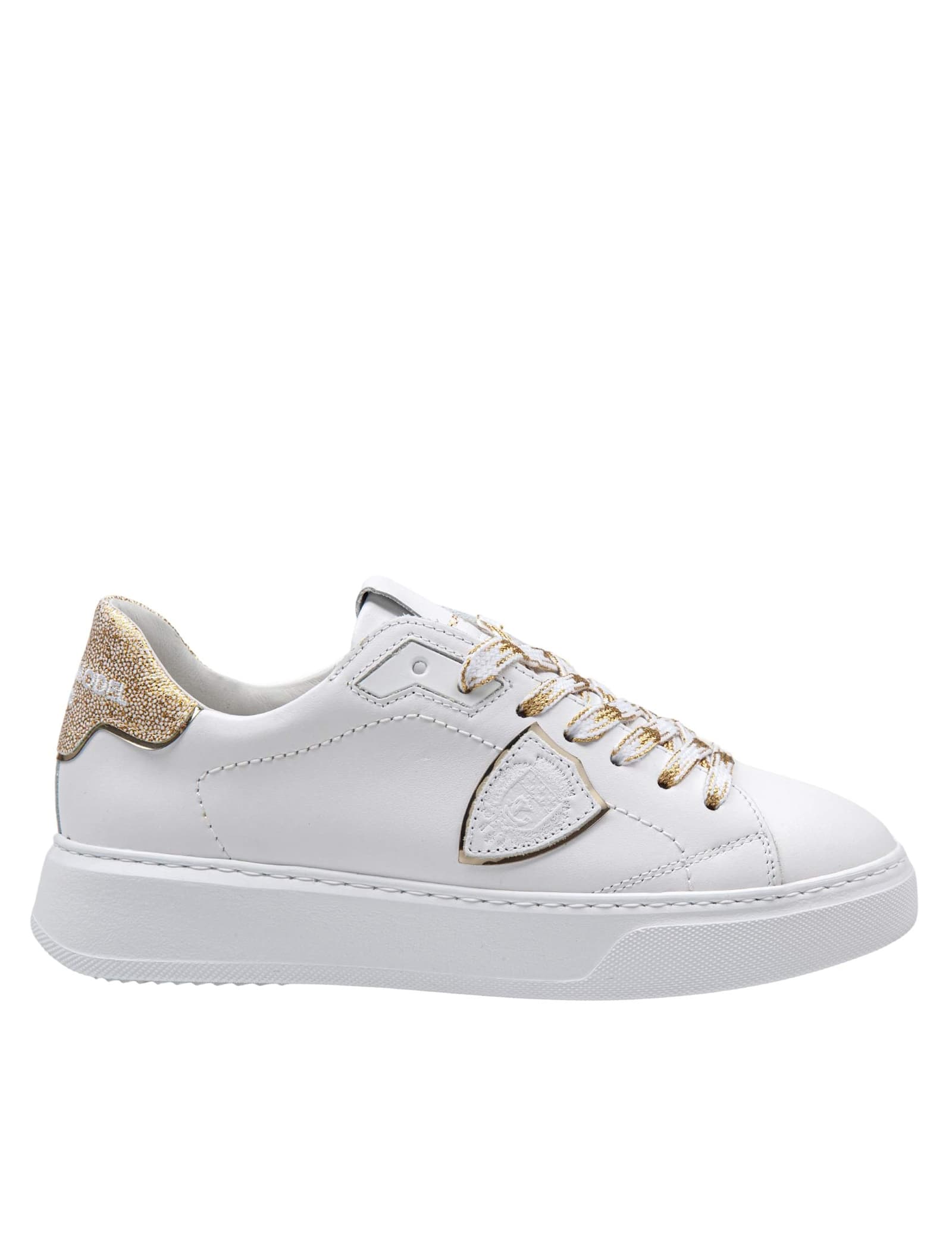 Philippe Model Temple Leather Sneakers Color White/gold
