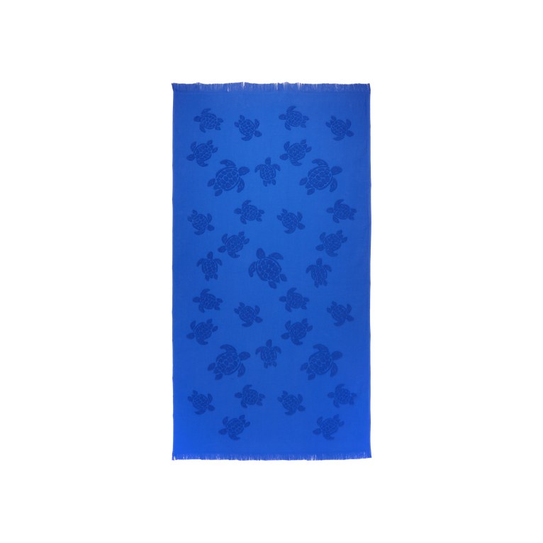 Vilebrequin Beach Towel In Organic Cotton Turtles Jacquard - Santah - Blue - Size OSFA