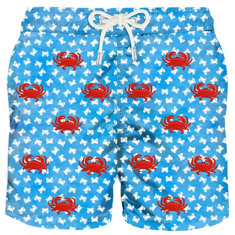 MC2 Saint Barth Man Light Fabric Swim Shorts With Crabs Embroidery