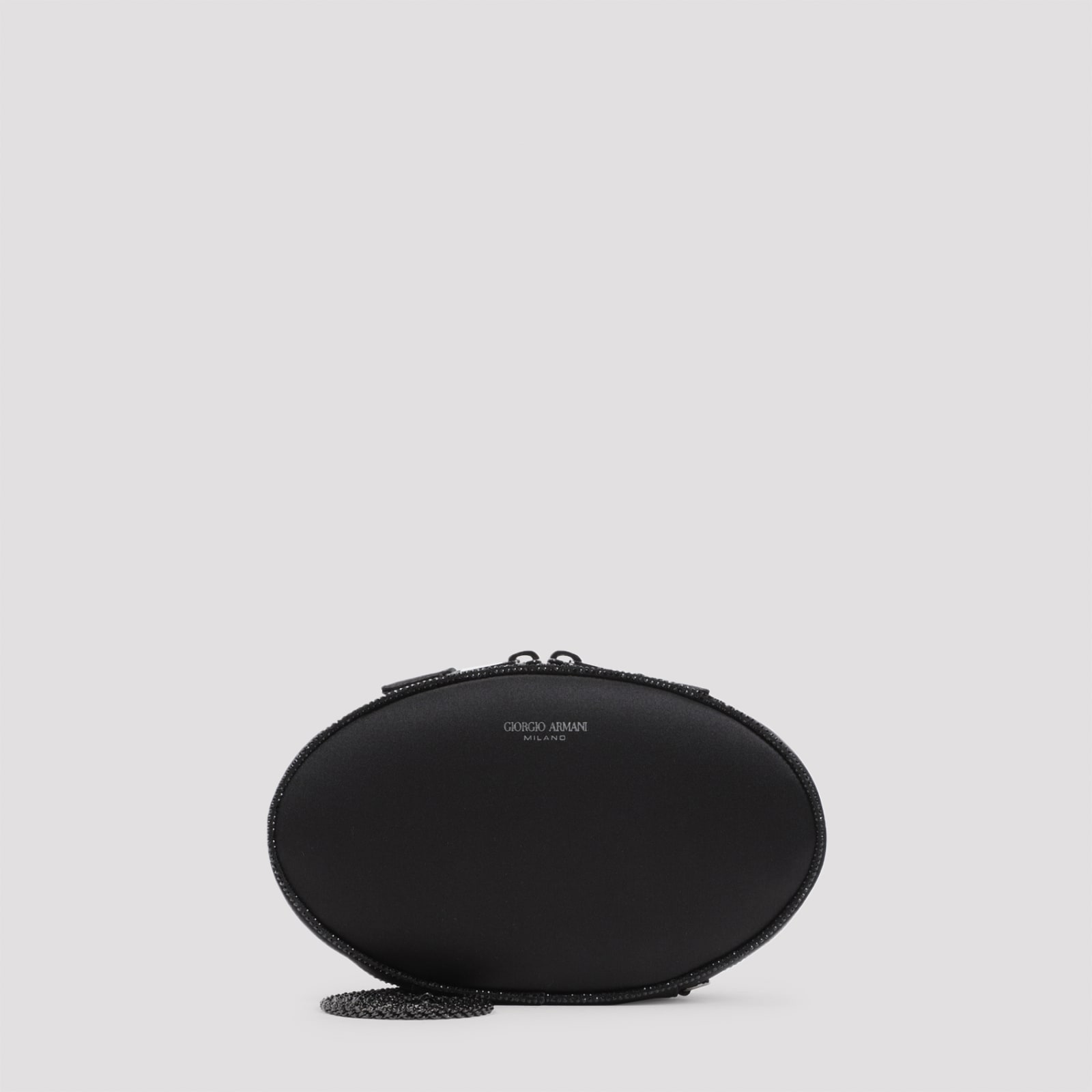Giorgio Armani Logo Zip Oval Clutch