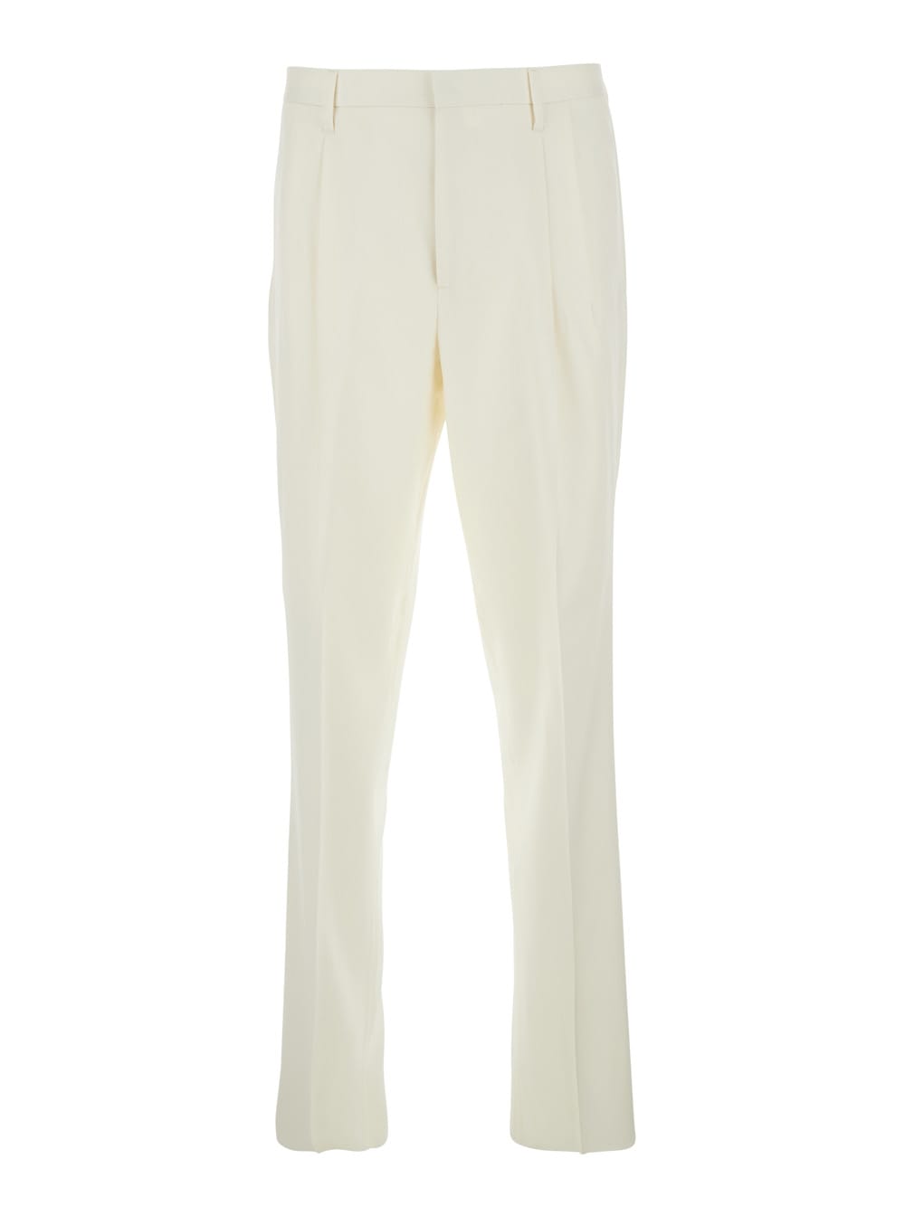Lardini White Tailored Trousers With Double Pence In Virgin Wool Man