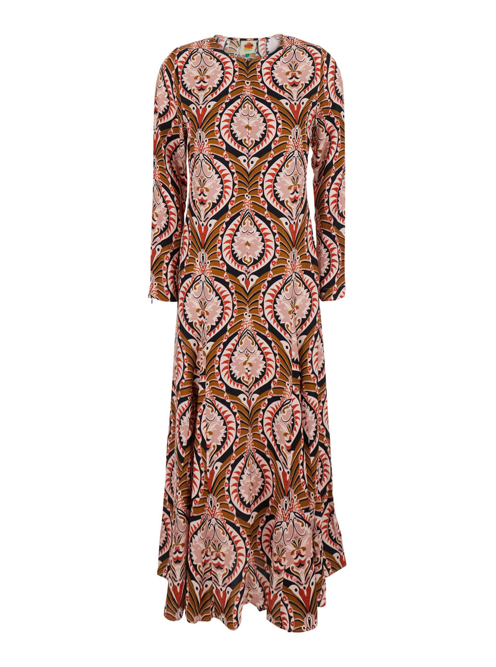 Farm Rio pineapple Jewelry Multicolor Midi Dress With Flared Hem And All-over Floral Print In Tech Fabric Woman