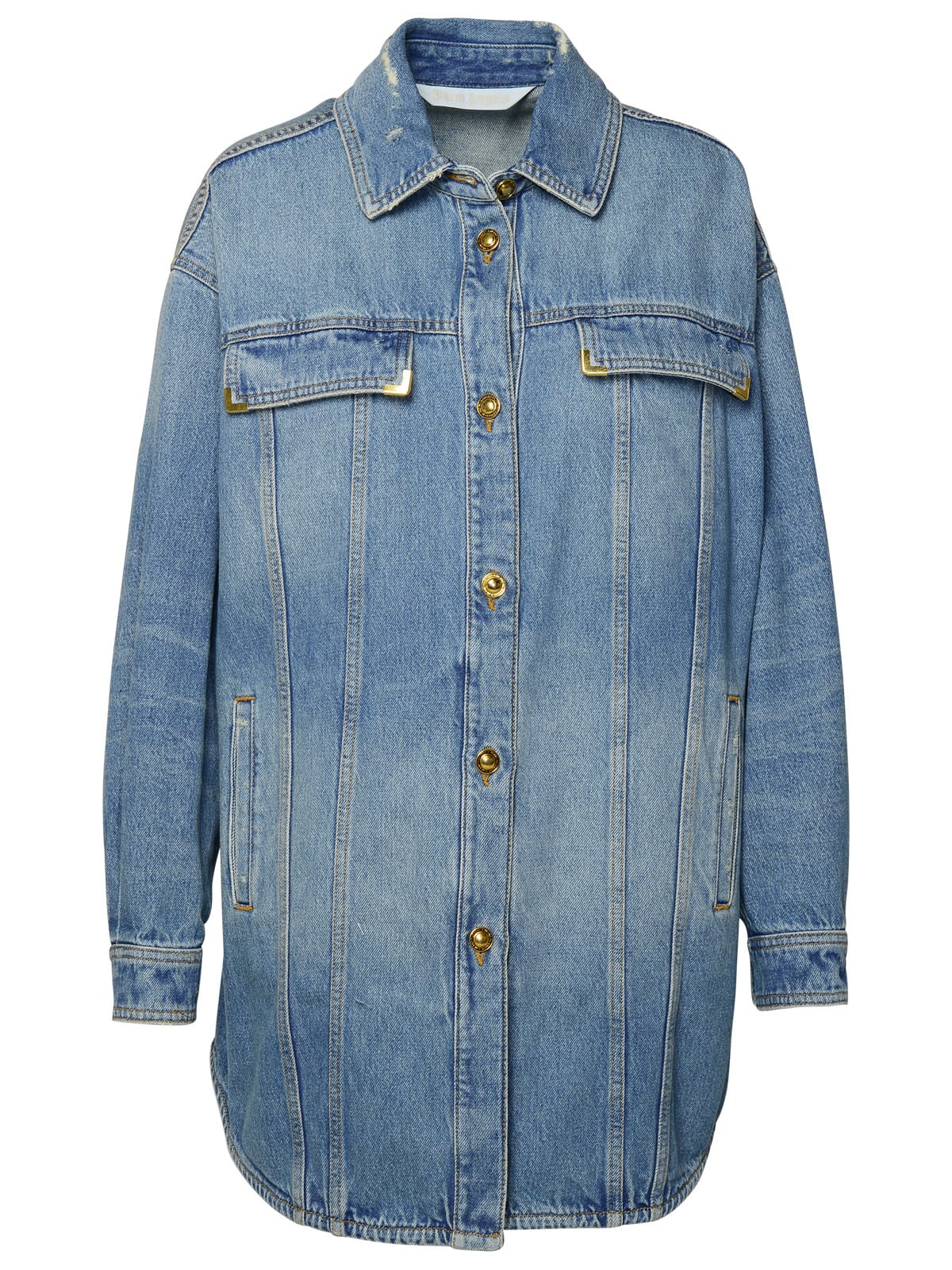 Palm Angels Washed Logo Denim Shirt Jacket