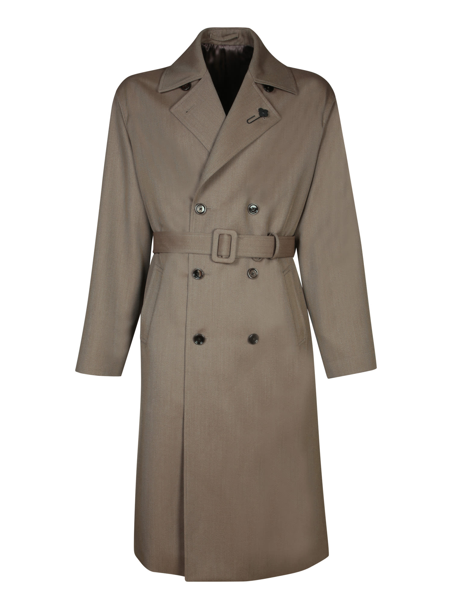 Lardini Beige Wool Trench Coat