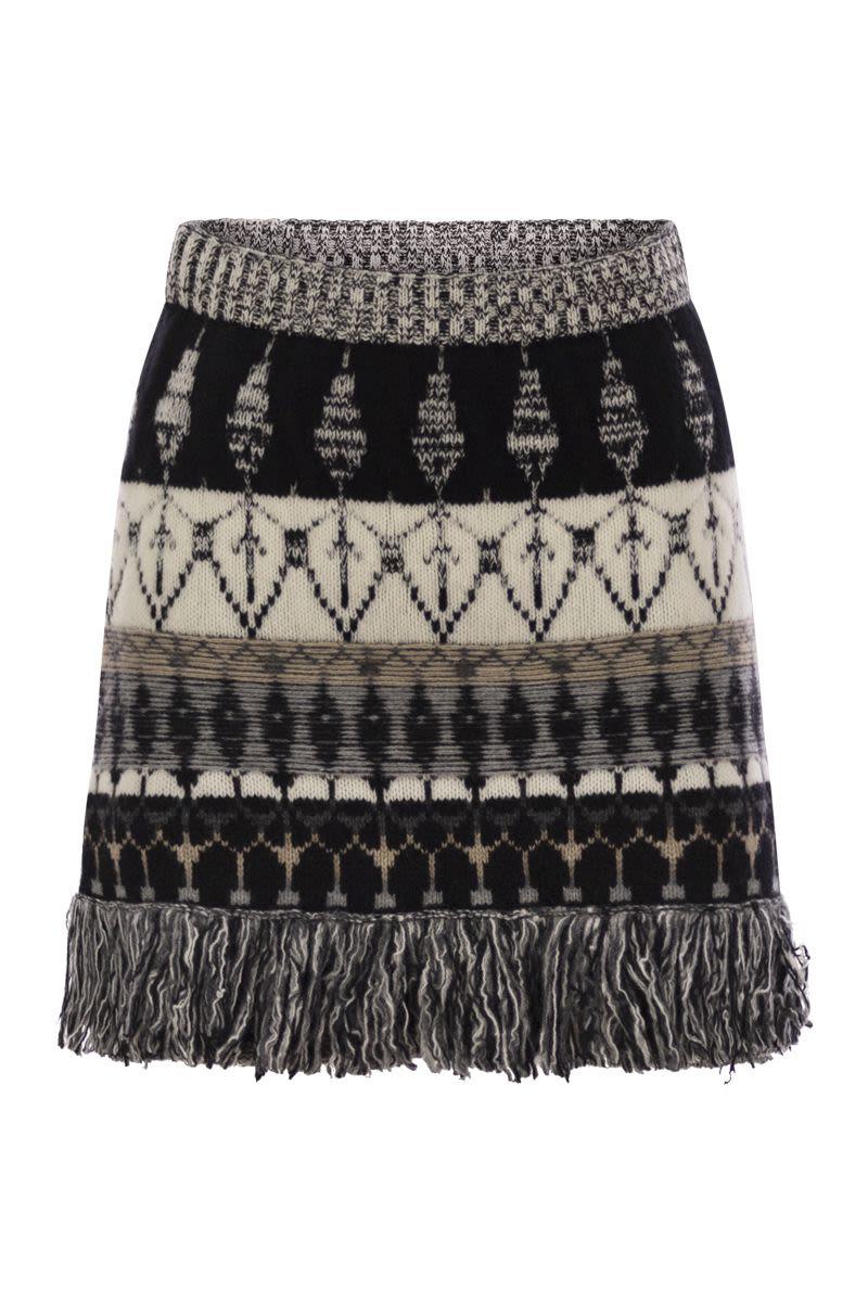 Vanisé Wool And Cashmere Blend Jacquard Skirt
