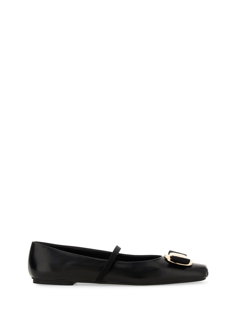 Salvatore Ferragamo Black Leather Flats