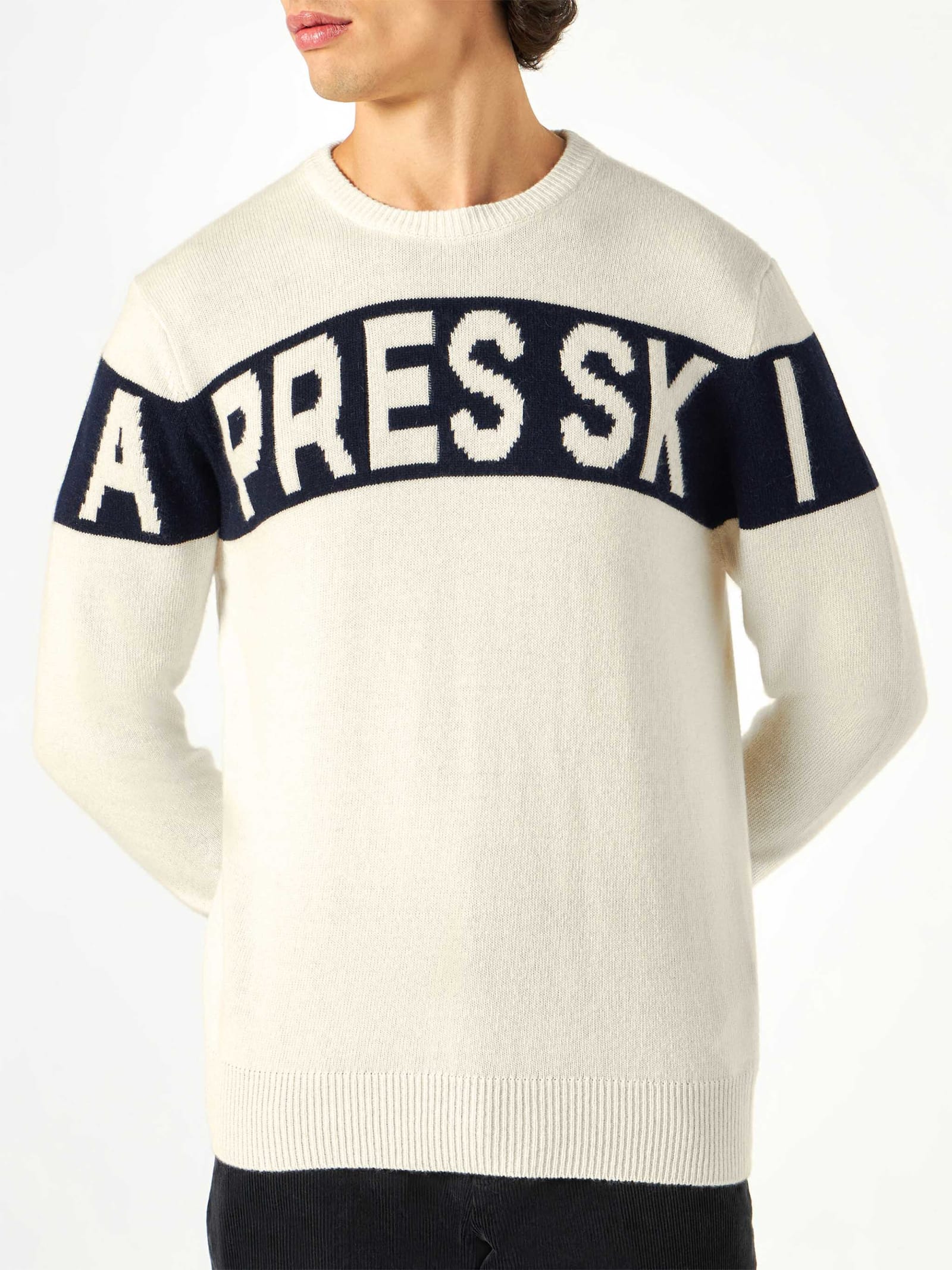 MC2 Saint Barth Man Sweater With Après Ski Writing