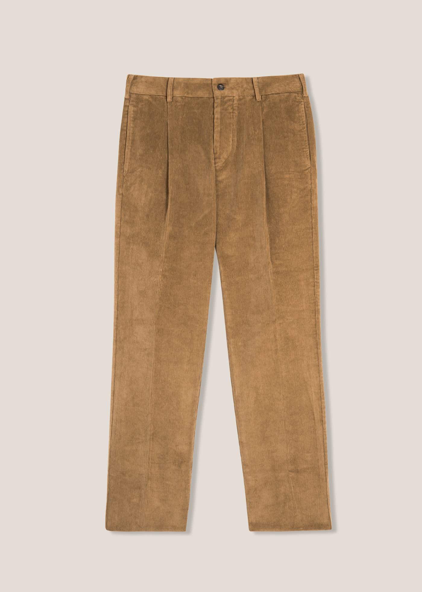 doppiaa Aantioco Beige Pleated Stretch Cotton-corduroy Trousers