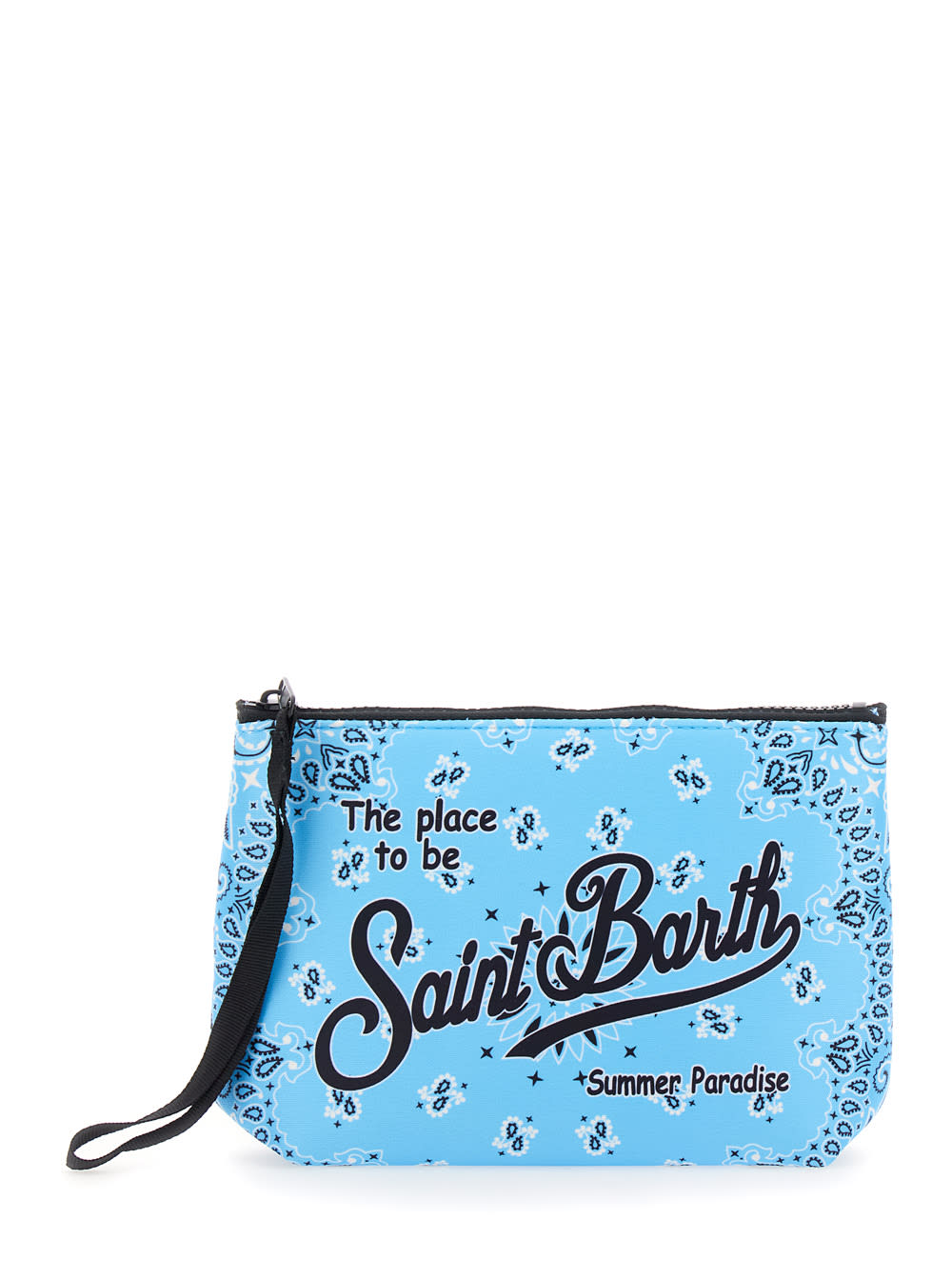 MC2 Saint Barth aline Light Blue Clutch With Lettering Logo On The Front And All-over Print In Rubber Girl