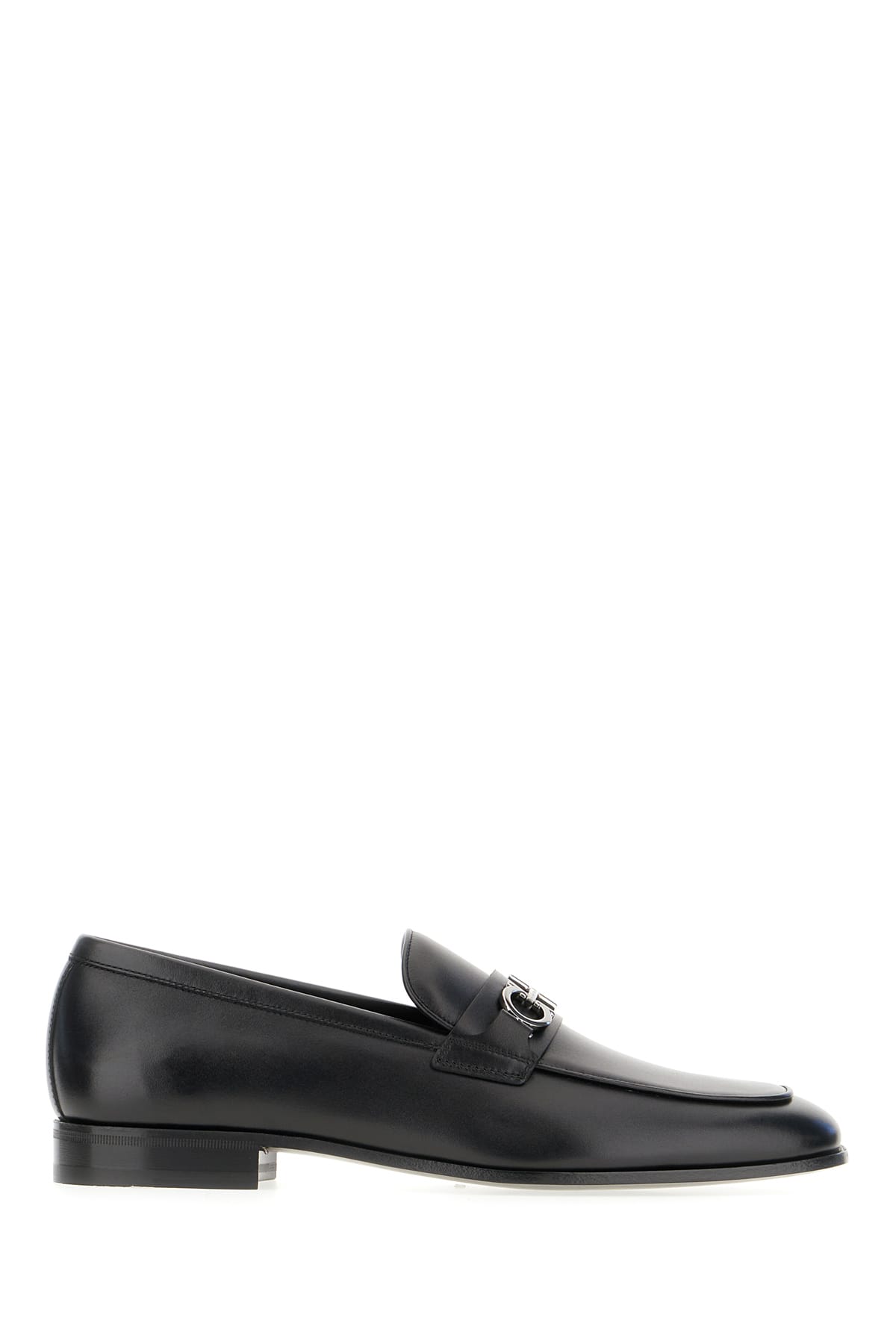 Ferragamo Black Leather Balty Loafers