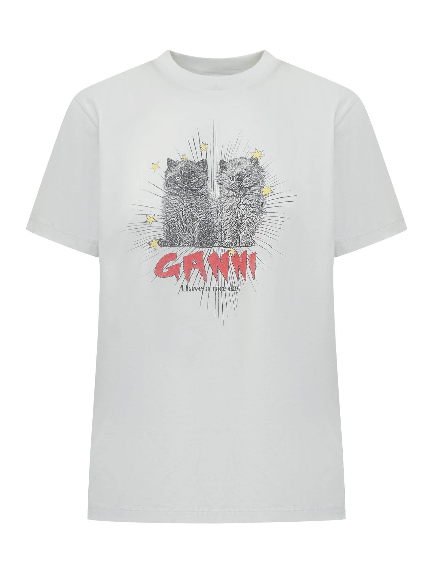 Ganni White Cotton T-shirt