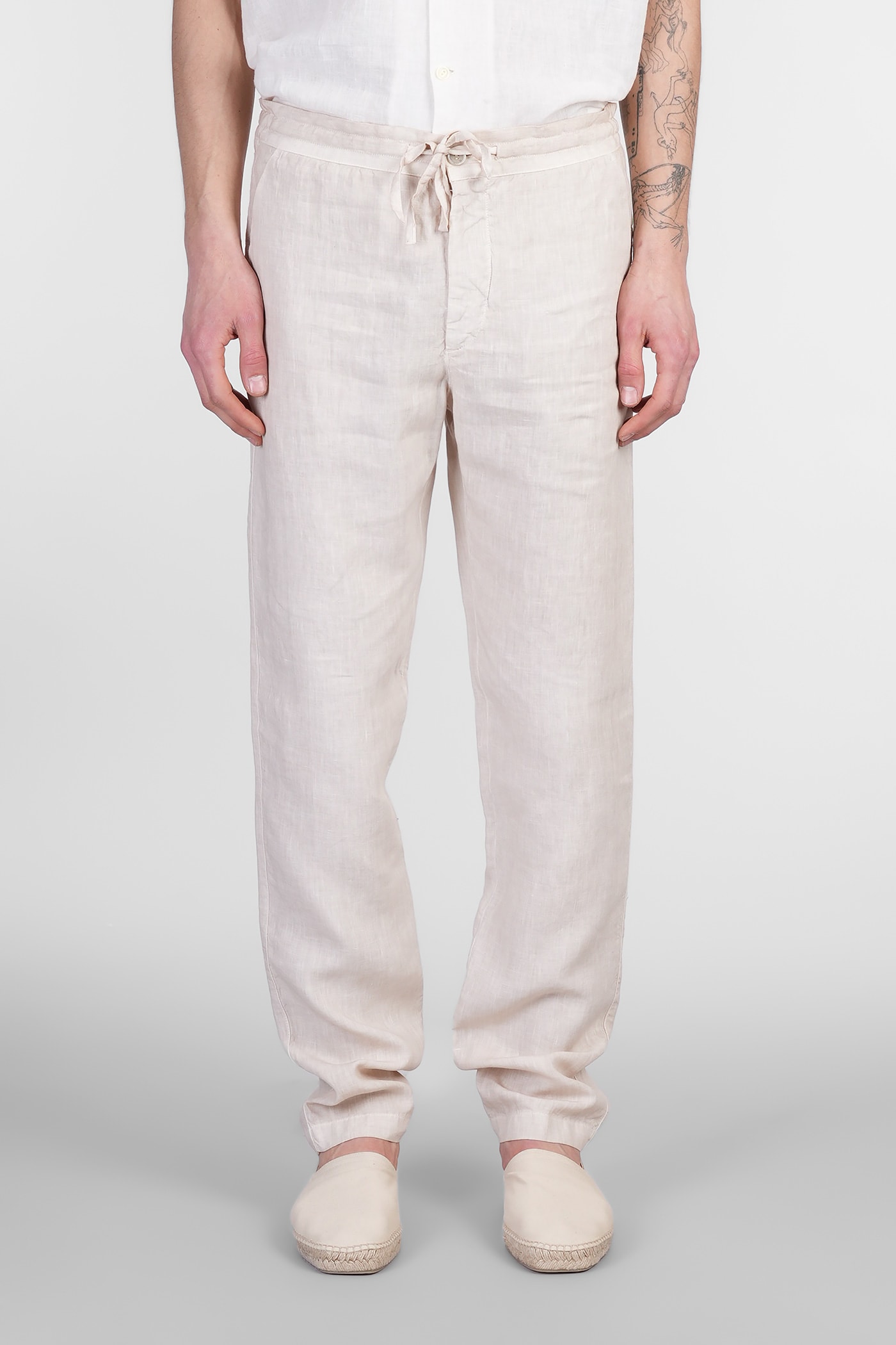 120% Lino Pants In Beige Linen