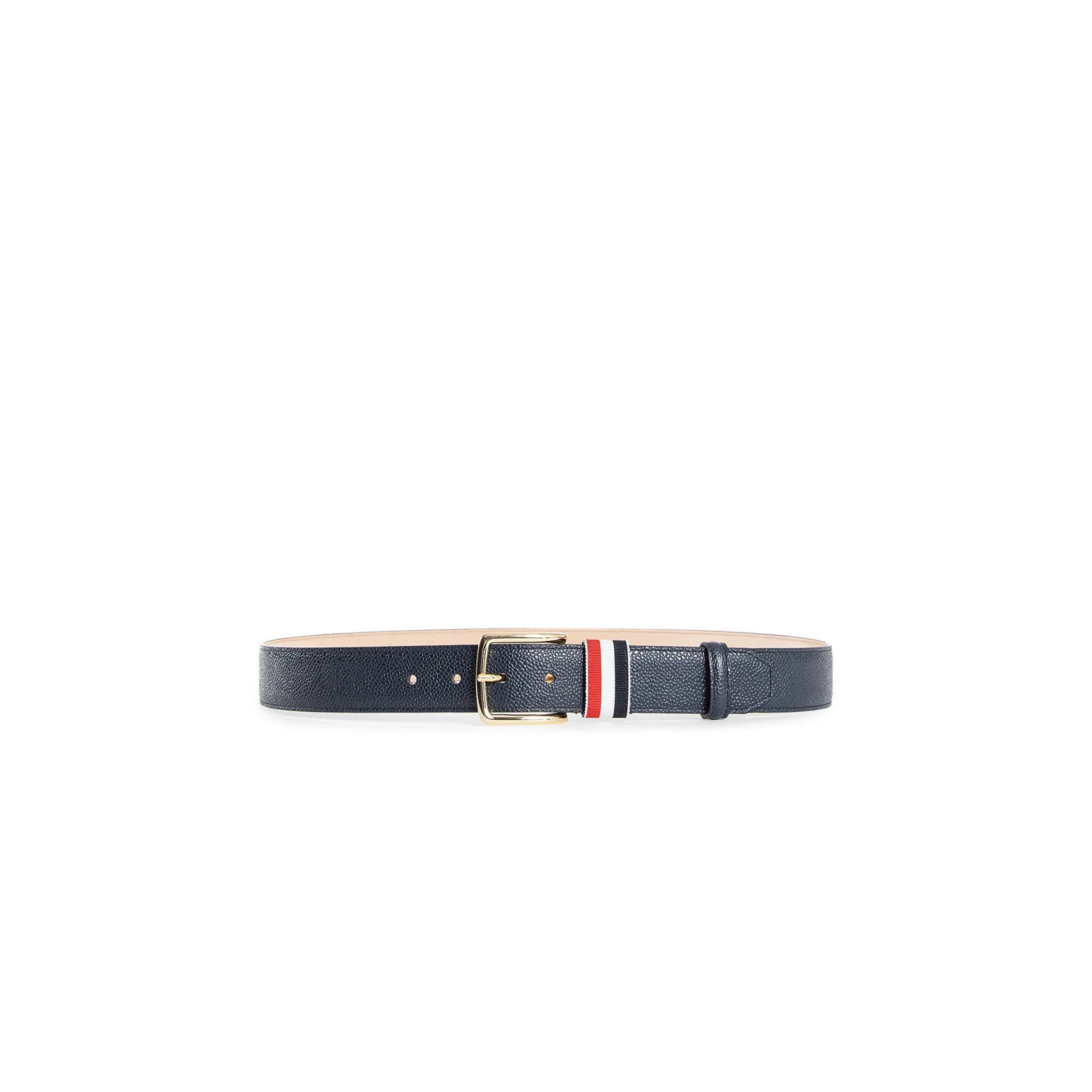 red white blue loop in pebble grain leather belt