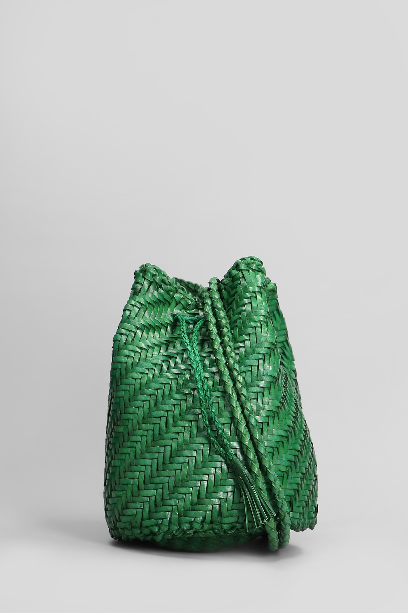 Dragon Diffusion Pompom Double Jump Shoulder Bag In Green Leather