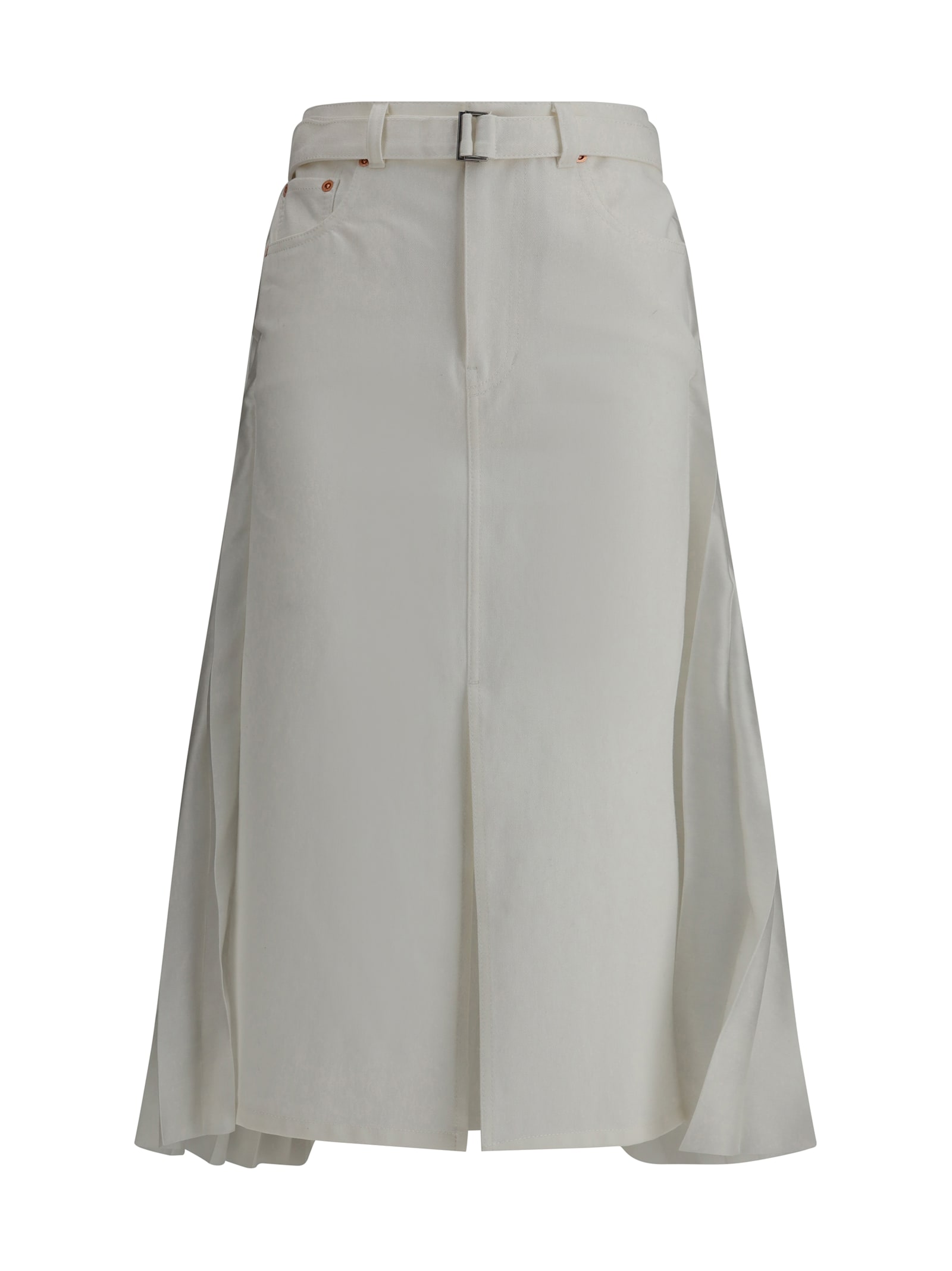 Sacai Denim Plissè Midi Skirt