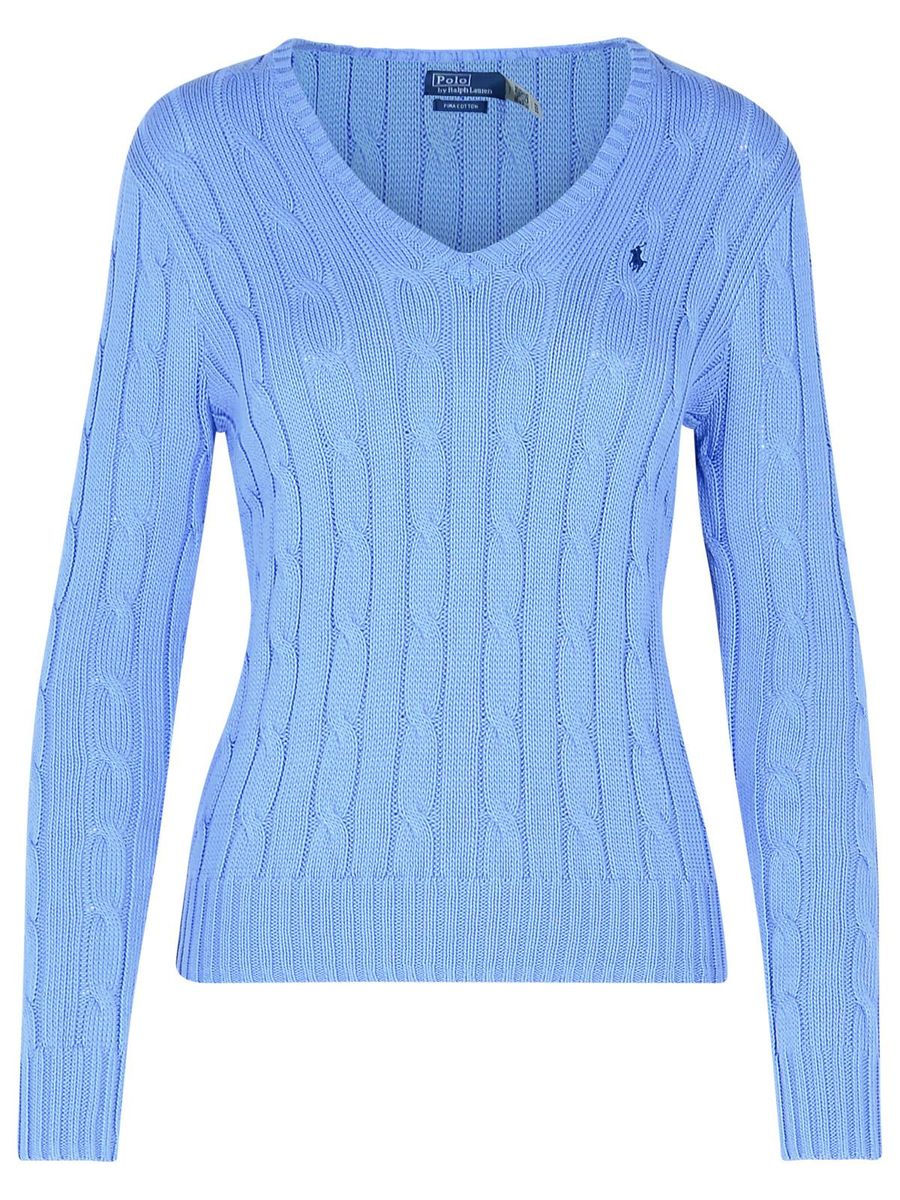 Polo Ralph Lauren Lavender V-Neck Sweater With Logo