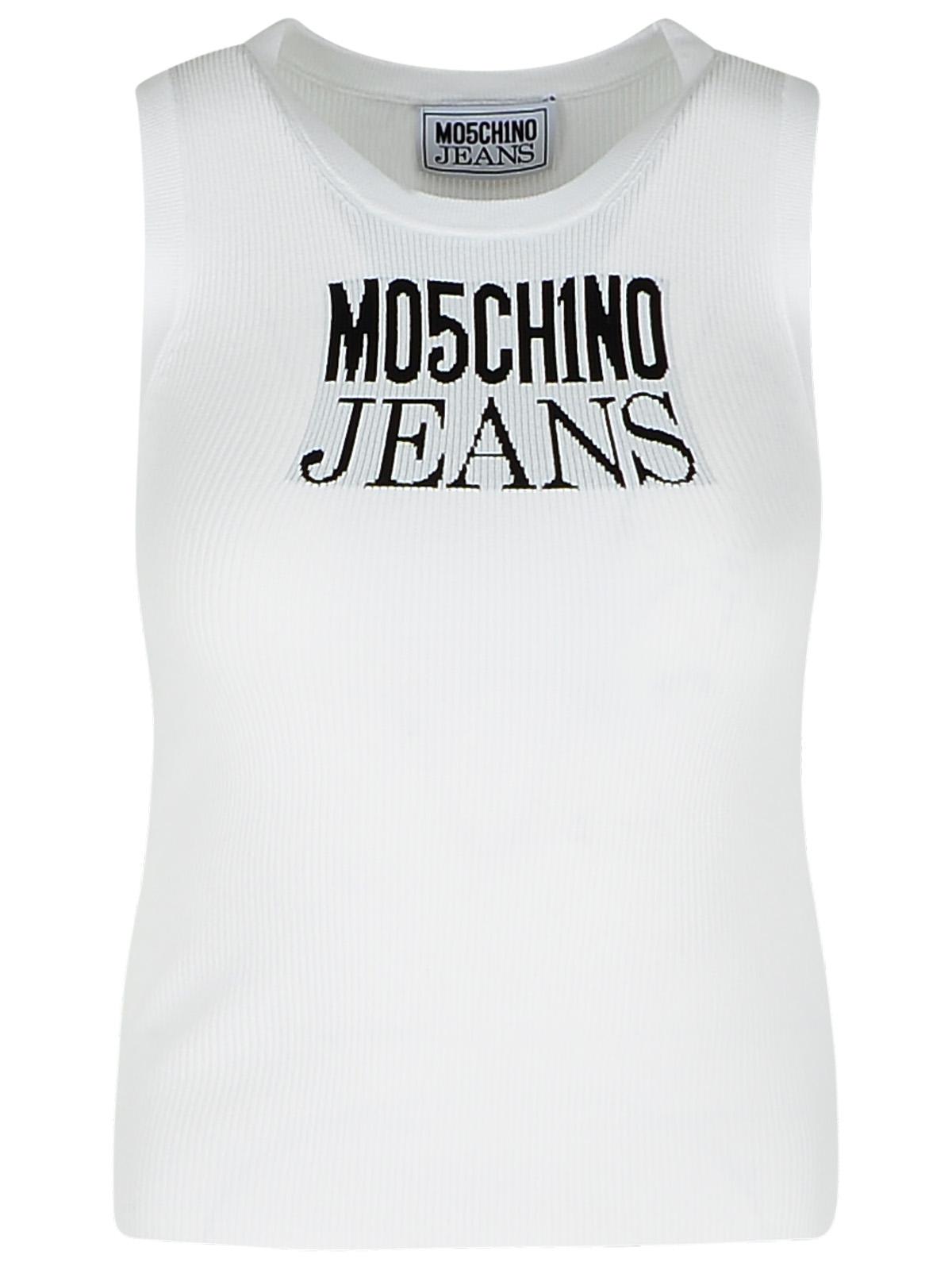 M05CH1N0 Jeans White Cotton Tank Top