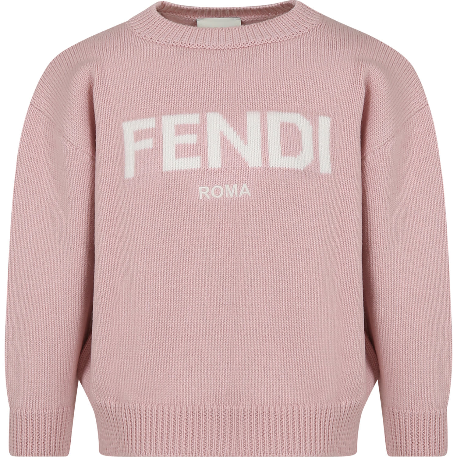 Fendi Pink Sweater With Logo For Kids