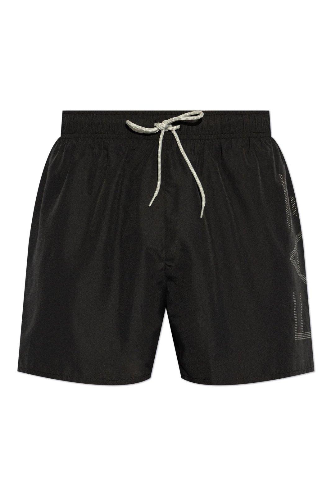 EA7 Logo Printed Drawstring Swim Shorts