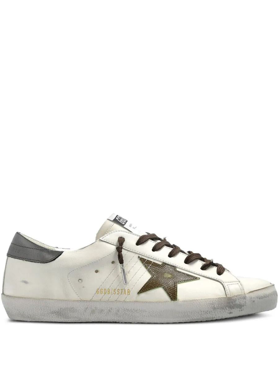 Golden Goose Super-Star Sneakers With Lizard Effect Star And Grey Heel Tab Shoes