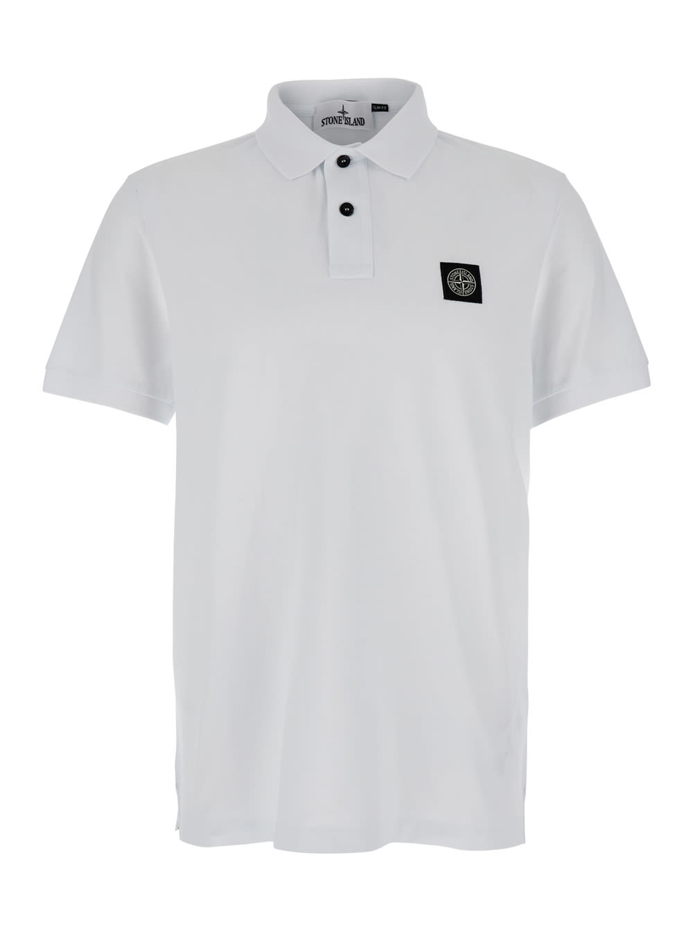 Stone Island 男士白色棉质Polo衫 胸前对比色logo贴布