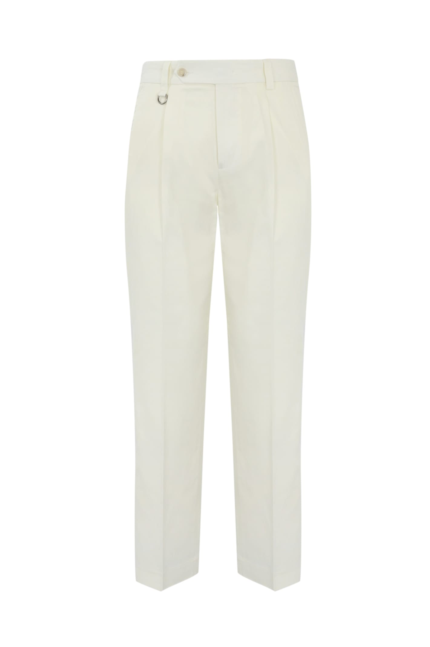 Paolo Pecora Chino Trousers With Pleats In Cotton Blend