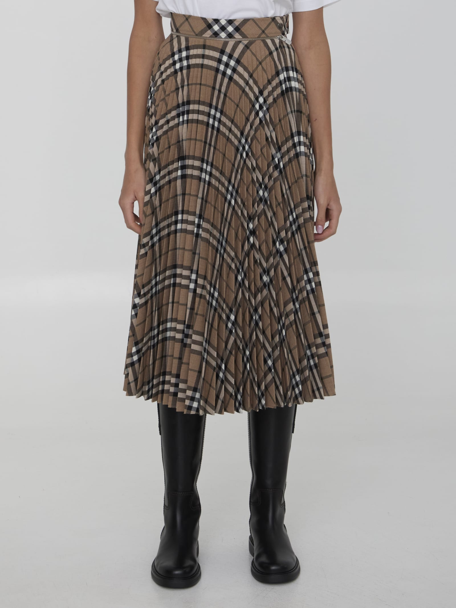 Burberry Check Pleated Skirt