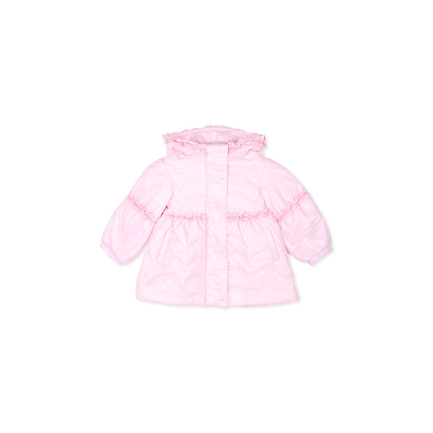 Monnalisa Pink Down Jacket For Baby Girl With Logo
