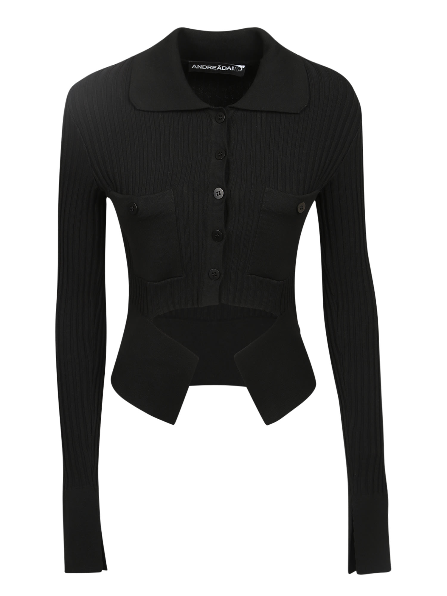 ANDREĀDAMO Ribbed Knit Cardigan Cropped