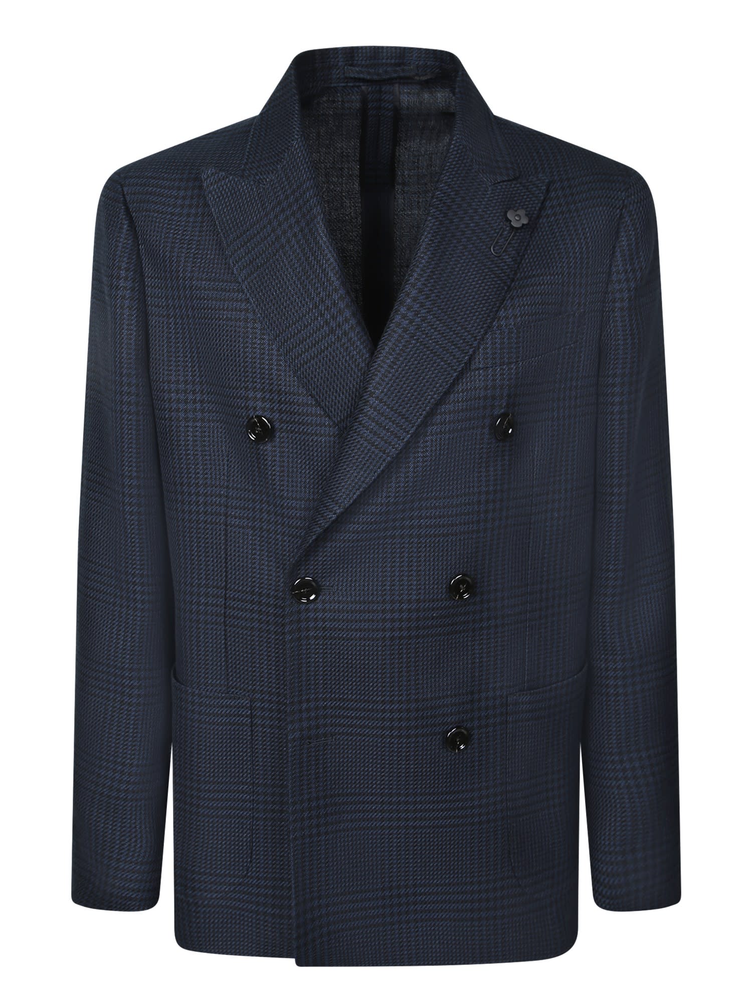 Lardini Double-breasted Blue Wool Jacket