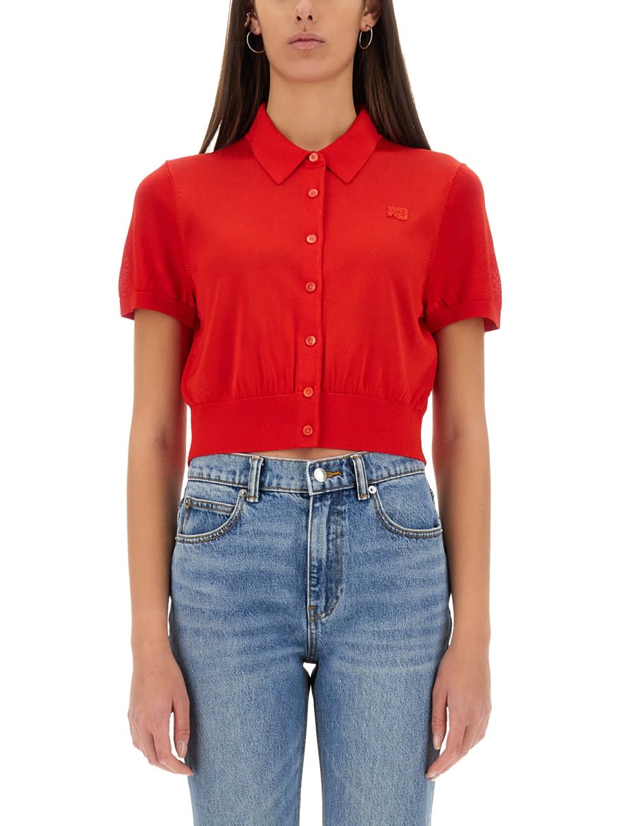 Alexander Wang Cropped Polo Cardigan