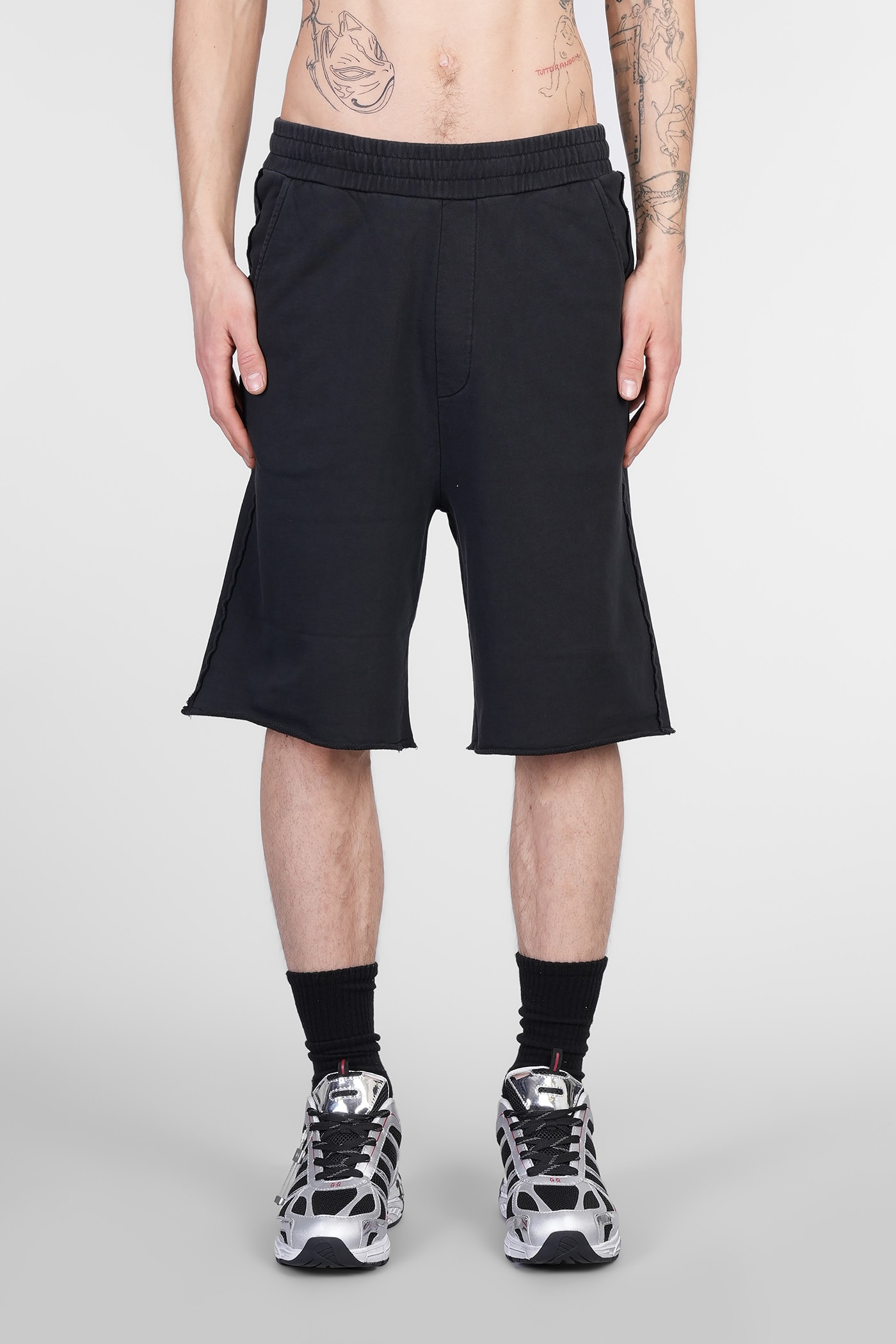 44 Label Group Swaet Shorts In Black Cotton