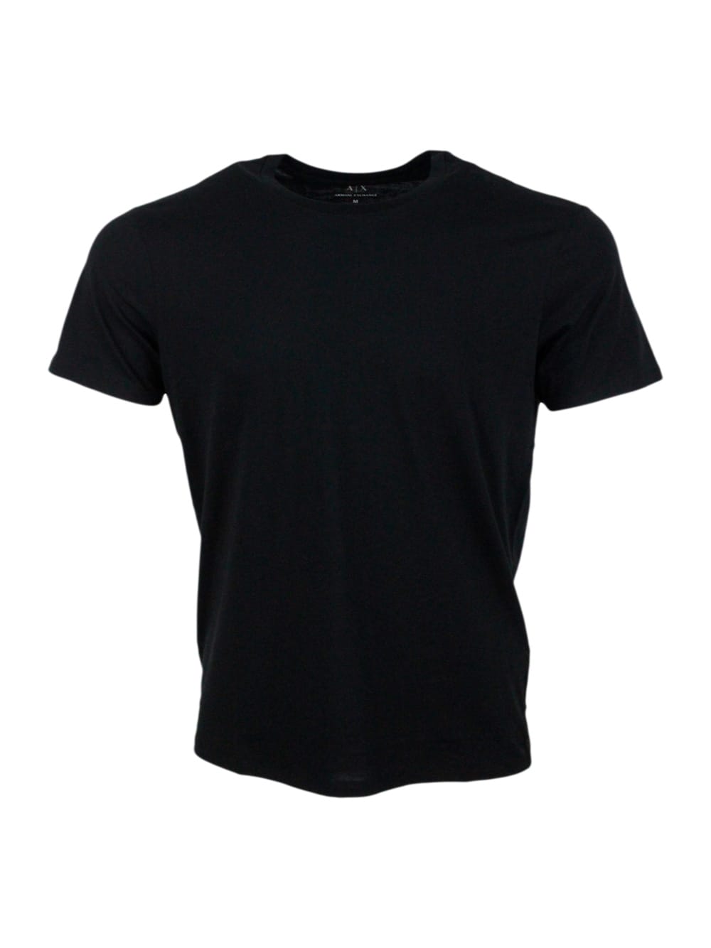 Armani Collezioni Short-sleeved Crew-neck T-shirt With Small Studded Logo On The Chest And Bottom