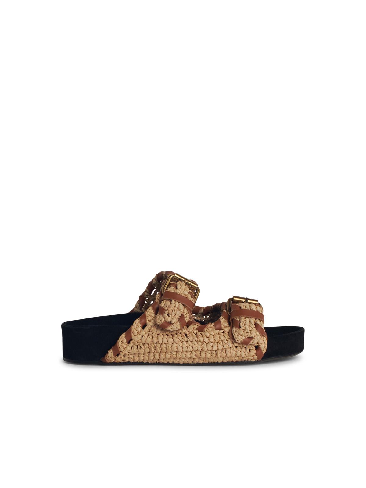 Marant Étoile lennyo 米色棕榈叶拖鞋