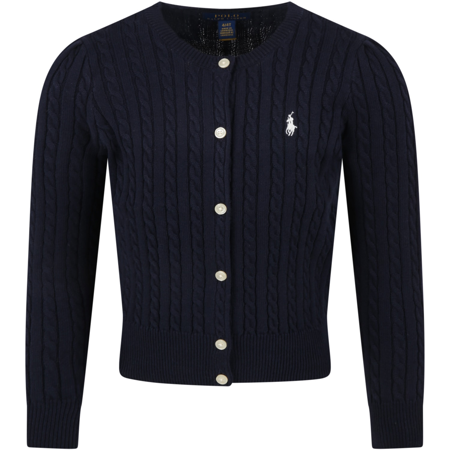 Ralph Lauren Blue Cardigan For Girl With Pony Logo