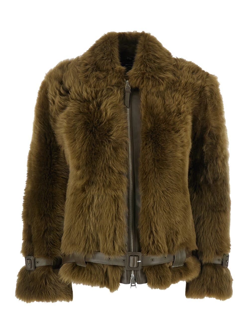 Tom Ford Brown Jacket With Adjustable Belt On The Waist In Fur Woman
