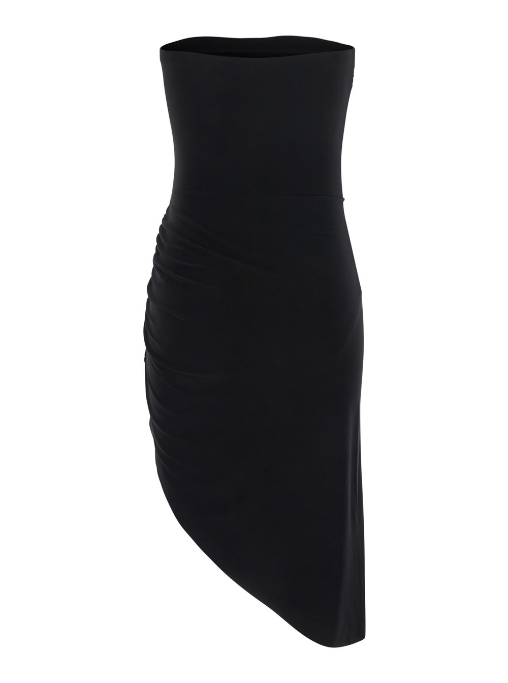 Norma Kamali Black Strapless Dress With Side Slit In Tech Fabric Woman